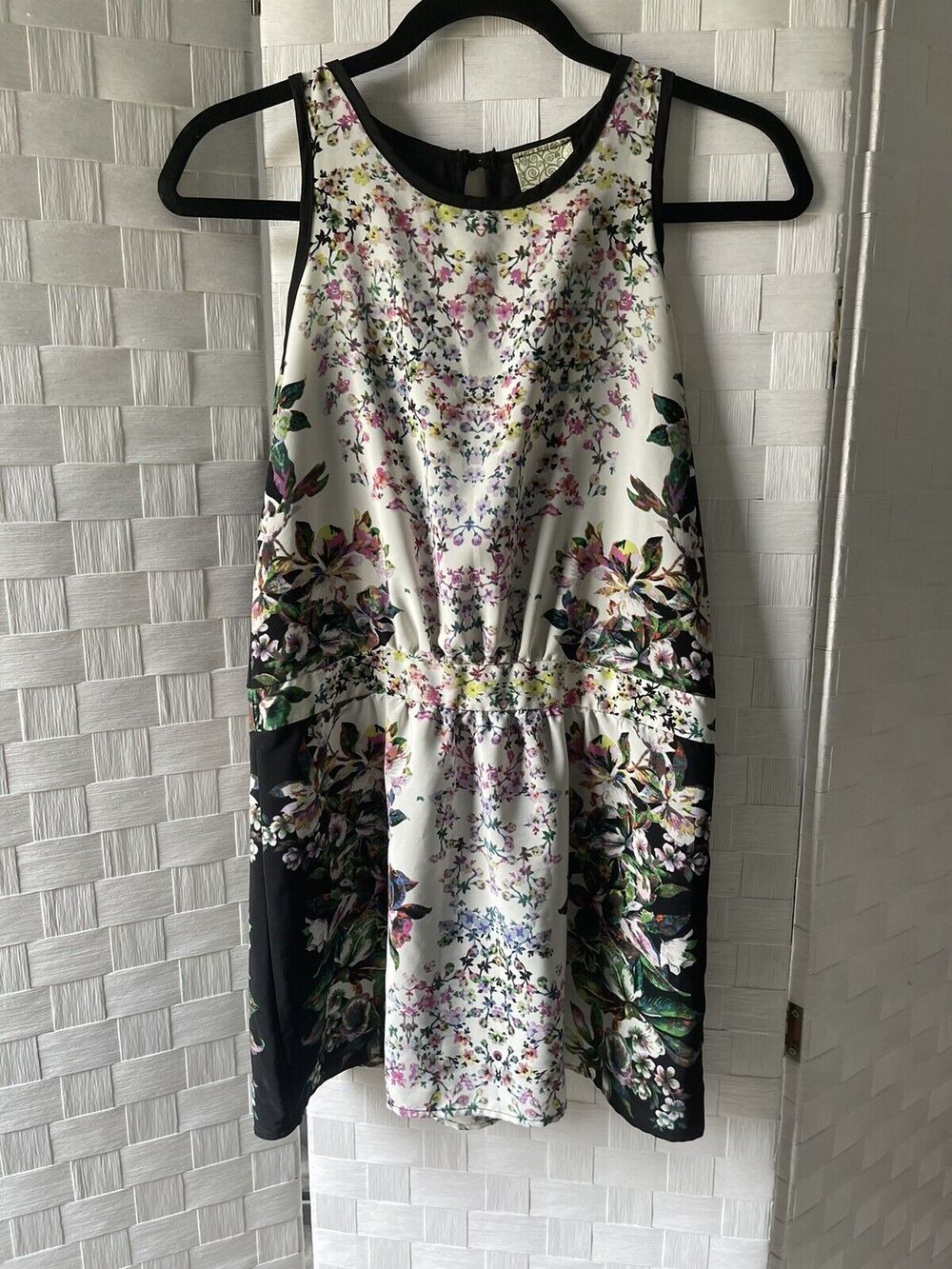 NWT Kiddo by Katie Girls Black Cream Girls Floral Sleeveless Lined Dress Size L